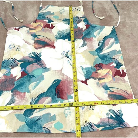 Chefs Bib Apron Cooking Baking Kitchen Abstract Flower Floral Green Adjustable - Picture 3 of 7